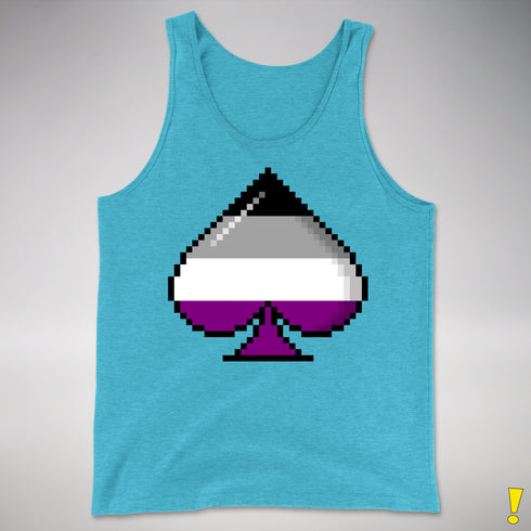 Asexual Pride 8-Bit Pixel Ace of Spades Premium Tank Top - Aqua Triblend